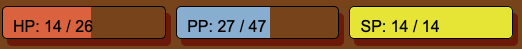 A screenshot of the vital bars.