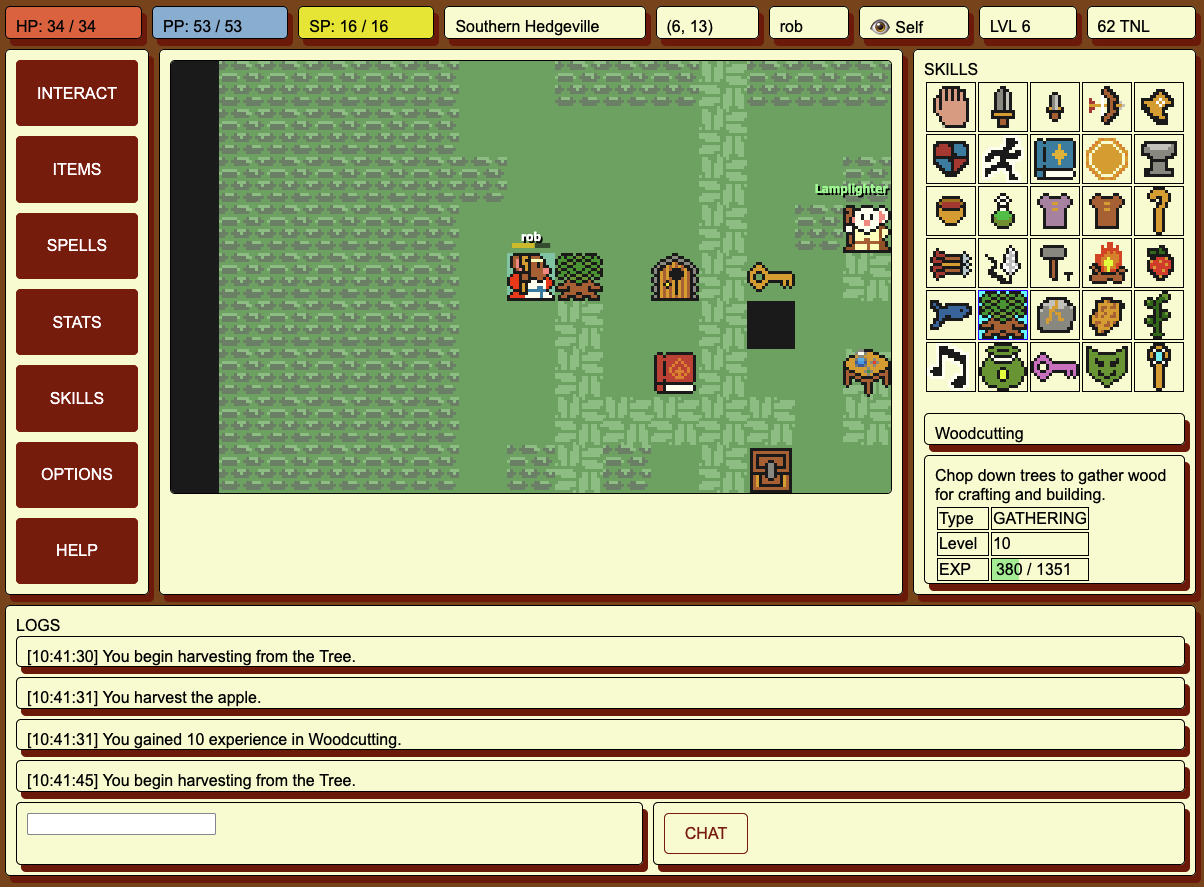 A screenshot of woodcutting in action.
